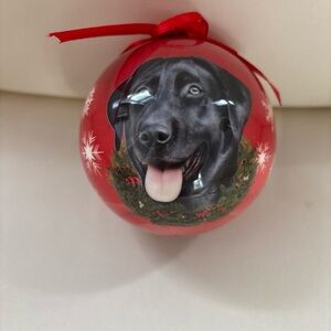 E&S Pets Red Christmas Ornament with Dog Design